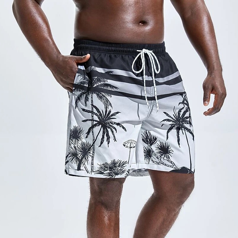 Men's Coconut Tree Graphic Prints Swim Shorts Board Shorts Swimming Trunks Mid Waist Hawaiian Boho Casual Daily Holiday Drawstring with Mesh lining Elastic Waist Designer Clothing Apparel4
