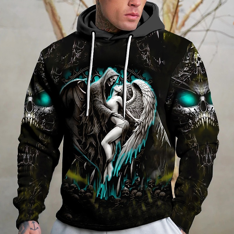 Men's Skull Grim Reaper Graphic Prints Skeleton Hoodie Hoodies Sweatshirt Streetwear Designer Long Sleeve Hooded Daily Sports Yellow Red Print Spring &  Fall Designer2