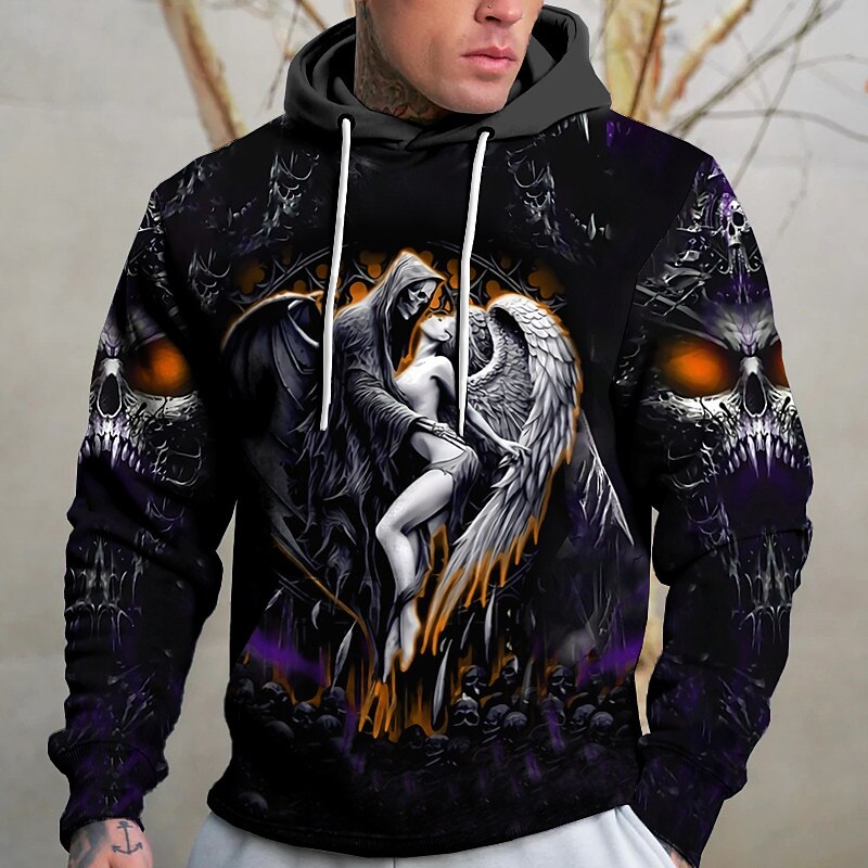 Men's Skull Grim Reaper Graphic Prints Skeleton Hoodie Hoodies Sweatshirt Streetwear Designer Long Sleeve Hooded Daily Sports Yellow Red Print Spring &  Fall Designer4