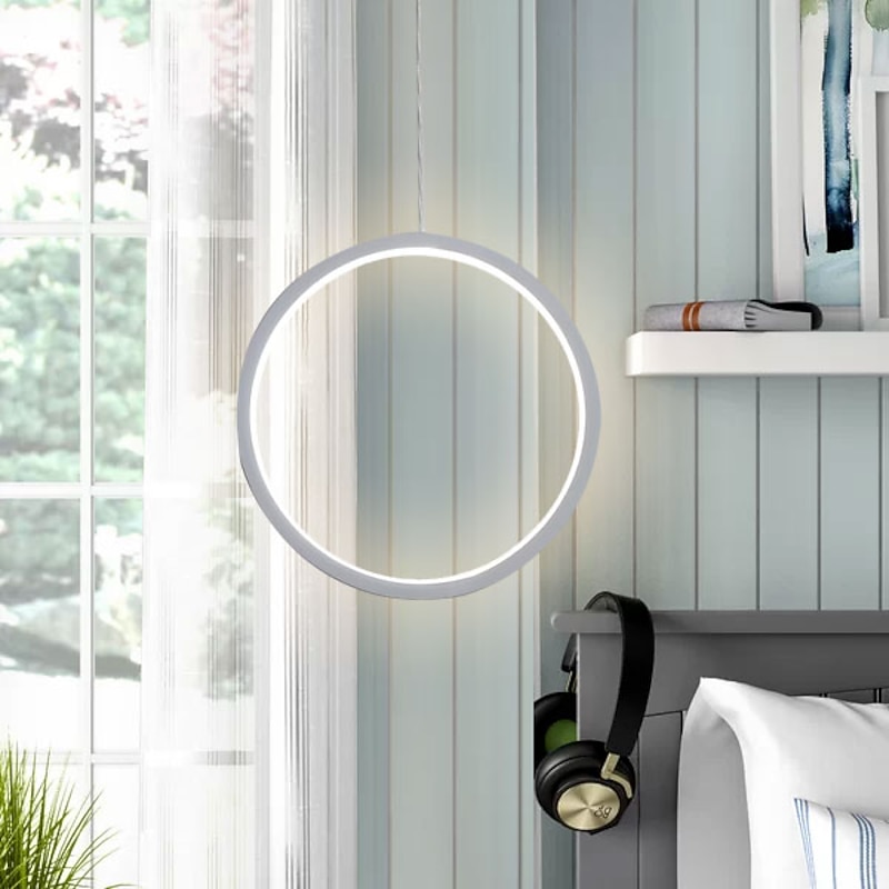 2pcs 20cm LED Pendant Light Circle Design Bedside Light Aluminum Painted Finishes Black White Frame for Bedroom Entry Dinning Room Modern 110-120V 220-240V 10W2