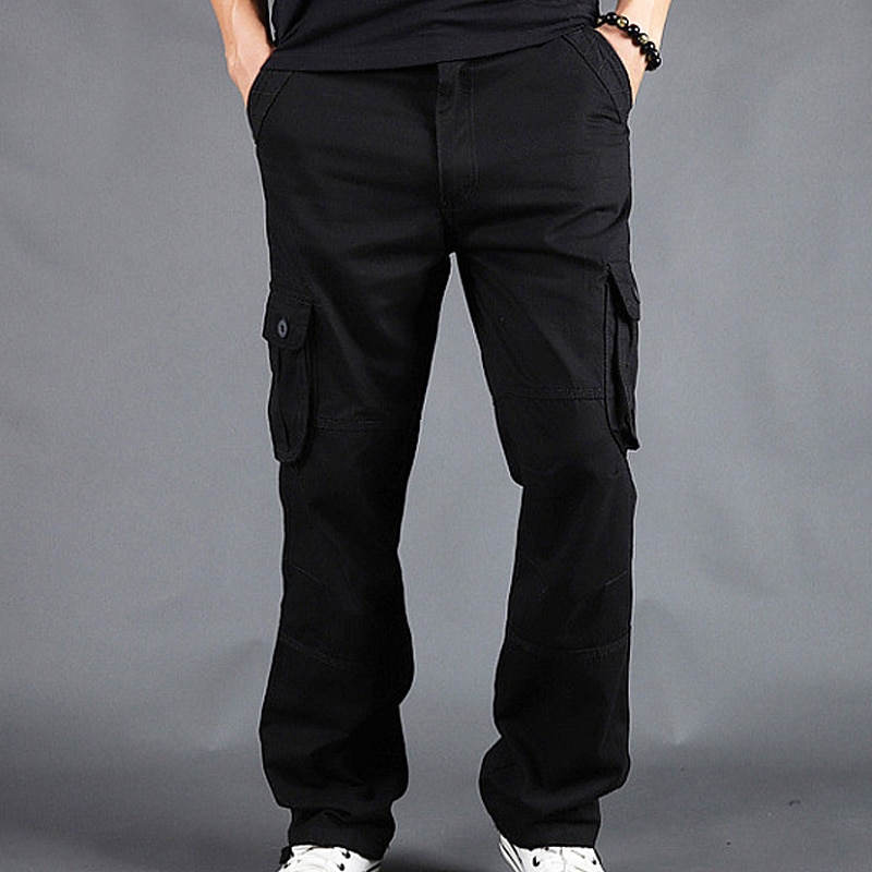 Men's Cargo Pants Cargo Trousers Trousers Leg Drawstring 6 Pocket Plain Comfort Outdoor Daily Going out Fashion Streetwear Grass Green Black4