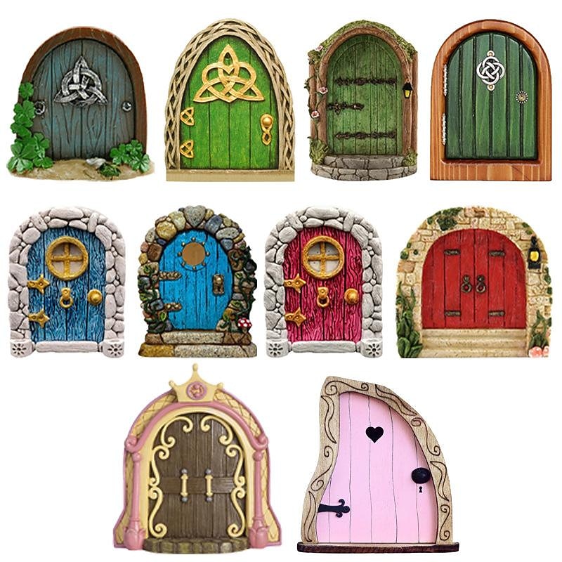 Mini Fairy Door Hand Made Cute Pink Mouse Hole Miniature Art Decor Sculpture2