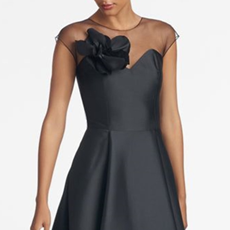 A-Line Mother of the Bride Wedding Guest Dresses Elegant Dress Wedding Guest Wedding Party Asymmetrical Sleeveless Jewel Neck Satin with Shouder Flower Dresses2