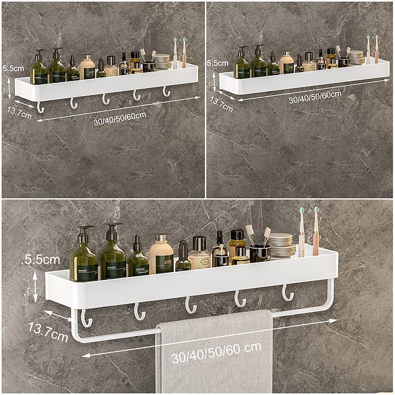 Shower Caddy Bathroom Shelves Wall Mounted White Storage Organizer Rack Bathroom Kitchen Bathroom Hardware Pendant Bathroom Shelf Space Aluminum Shower Rack Corner Shelf Square Bath Shower Shelf3