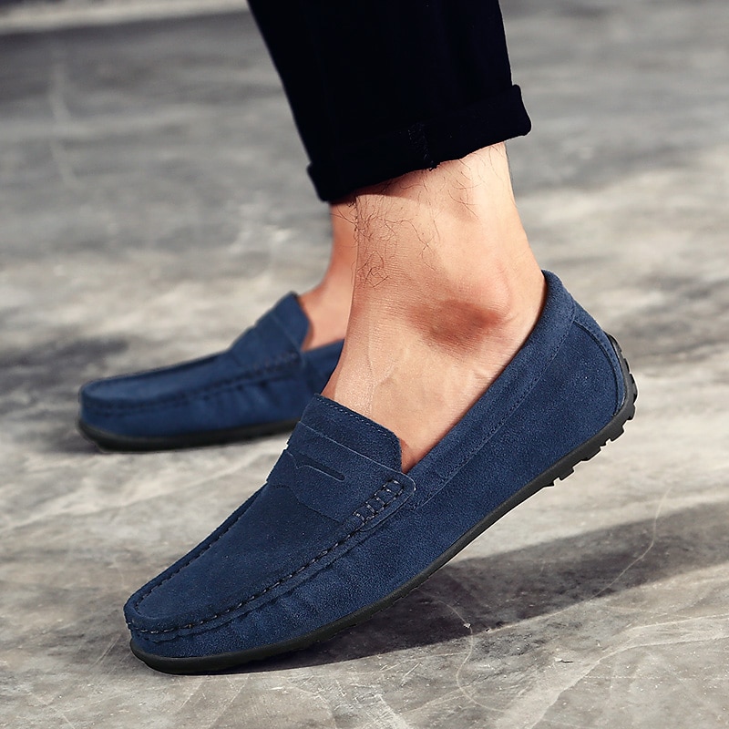 Men's Loafers & Slip-Ons Suede Shoes Plus Size Penny Loafers Driving Loafers Casual Outdoor Daily Suede Loafer Black Burgundy Navy Blue Summer Spring