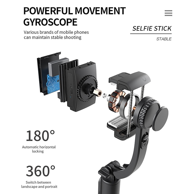 Handheld Gimbal Smartphone Bluetooth Handheld Stabilizer with Tripod selfie Stick Folding Gimbal for Smartphone Xiaomi iPhone4