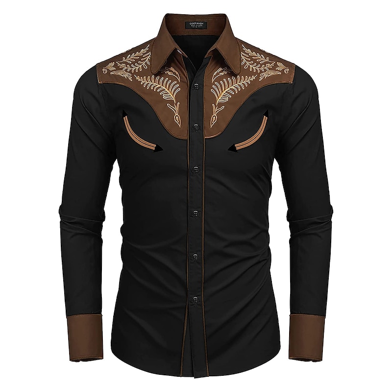 Men's Leopard Shirt Western Shirt Cowboy Shirt Long Sleeve Fashion Designer Casual Outdoor Holiday Fall & Winter Turndown Print Button-Down Blue Brown Khaki Black / Pink3
