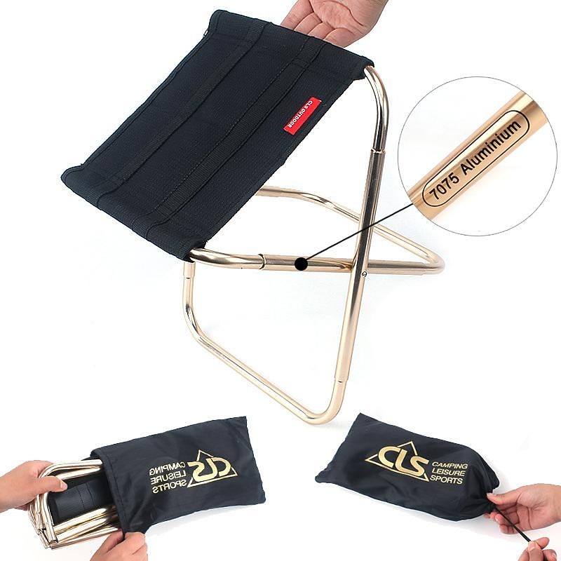 Ultralight Camping Stool Collapsible Stool Portable Folding Stool for Adults Fishing Outdoor Hiking Gardening Backpacking Travelling Walking with Carry Bag,Metallic2