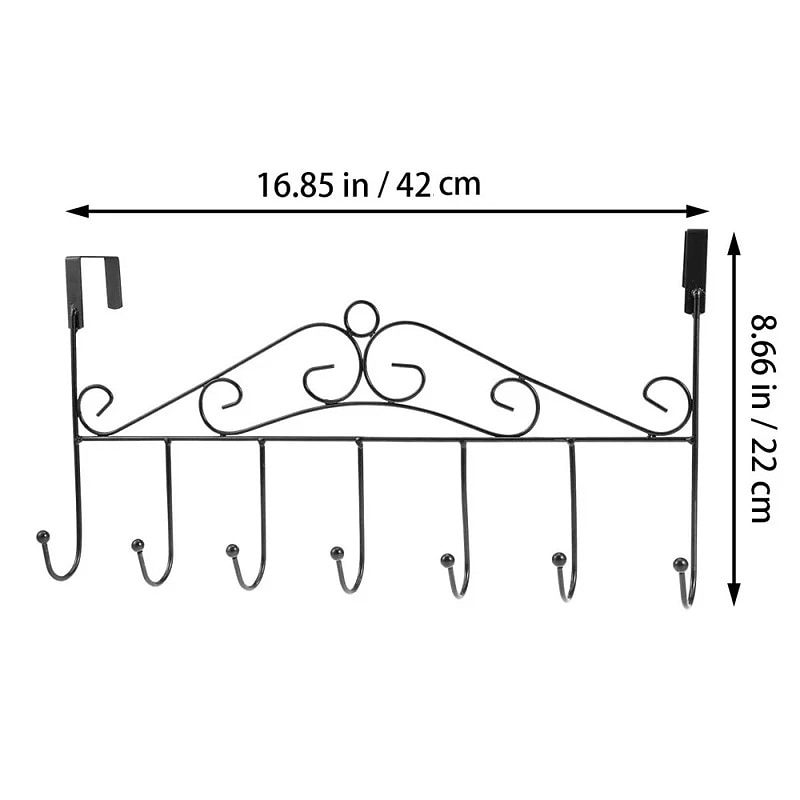 Over Door Hanger with 7 Hooks,Metal Over The Door Towel Hook,Decorative Overdoor Organizers,Hanging Storage Rack for Hat,Coats,Purses,Scarves,Clothes,Jackets,Belt,Bedroom,Bathroom,Closet3
