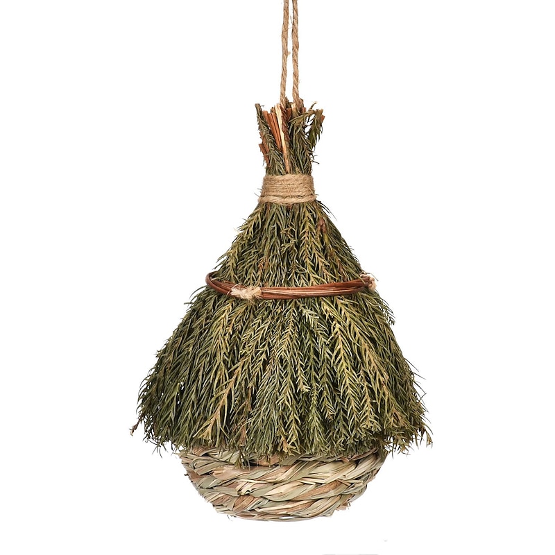 Hummingbird House for Outside,Hand Woven Straw Bird Nest | Small able Natural Grass Birdhouse Birds Roosting Pocket, for Garden Window Patio Home Decoration4