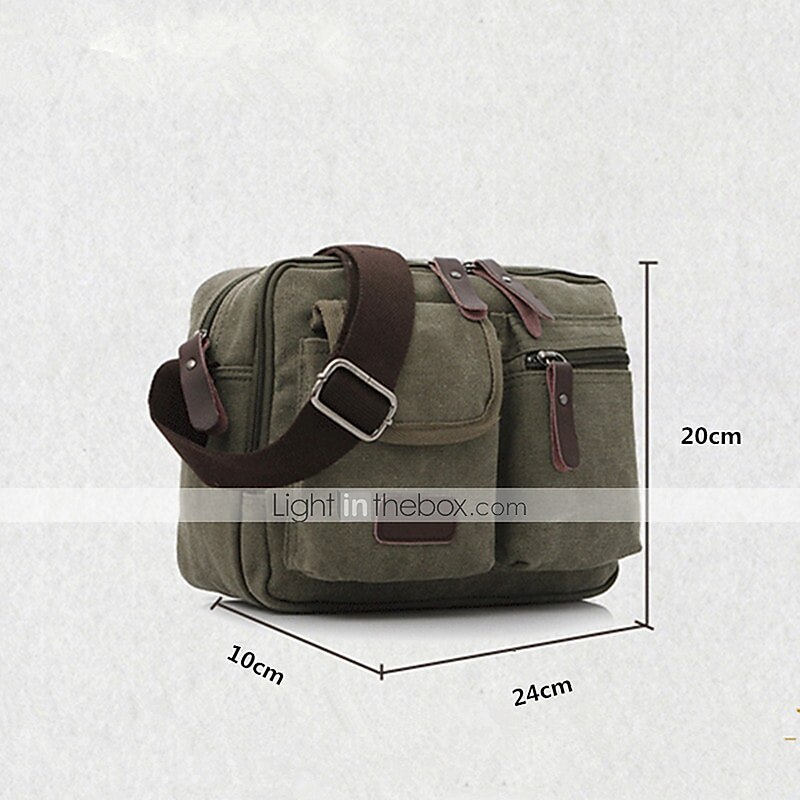 Men's Vintage Canvas Crossbody Messenger Bag, Multi-Pocket Shoulder Bag with Leather Accents for Travel and Casual Use2