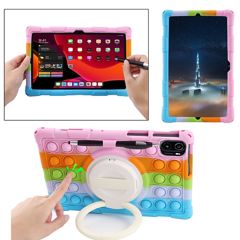 Tablet Case Cover For Samsung Galaxy Tab S8 11'' S6 Lite 10.4" A7 10.4'' A 8.0" 2022 2021 2020 2019 Portable Handle Pencil Holder Cartoon Color Gradient Armor Silicone For Kids4