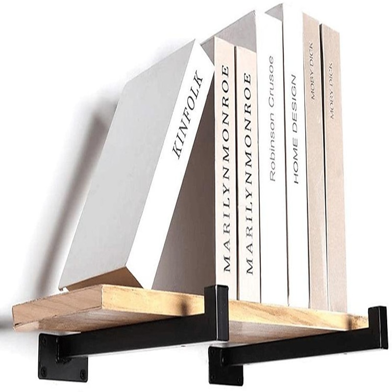 1 PC Heavy Duty Shelf Brackets, Black Shelf Brackets, Support Frame With Hook, Support Frame For Bucket Wall, 20cm Multi-purpose Industrial Shelf, Metal Square Wall4