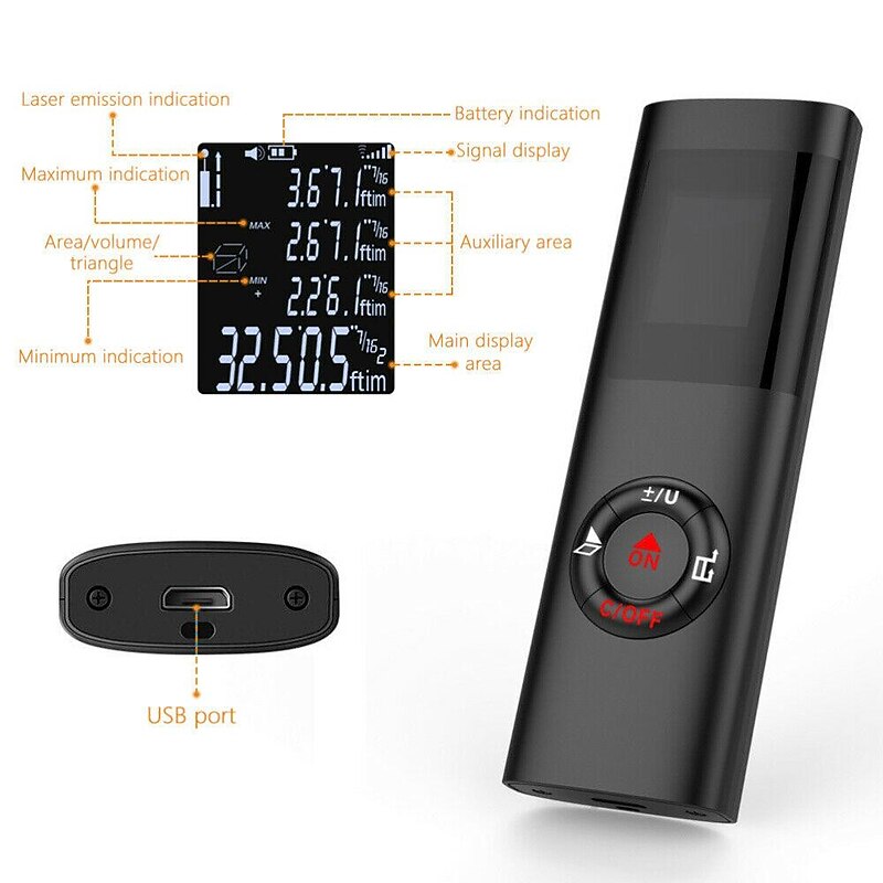 laser distance meter 40M Smart Digital Range Portable USB Charging Rangefinder Mini Handheld Distance Measuring Meter4
