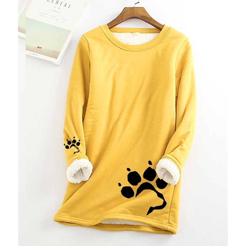 Women's Plus Size Sweatshirt Pullover Sherpa Graphic Street Casual Warm Sports Fuzzy Round Neck Long Sleeve Top Micro-elastic Fall & Winter Comfrt Breathable Soft Fabric2