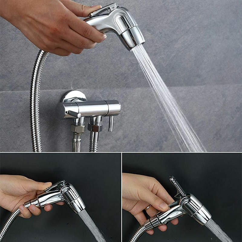 Handheld Toilet Bidet Sprayer Set Kit Stainless Steel Hand Bidet Faucet for Bathroom Handheld Shower Head Nozzle Hose Set Toilet Sprinkler Docking Hand Shower Head Handheld Toilet Sprayer Accessories4