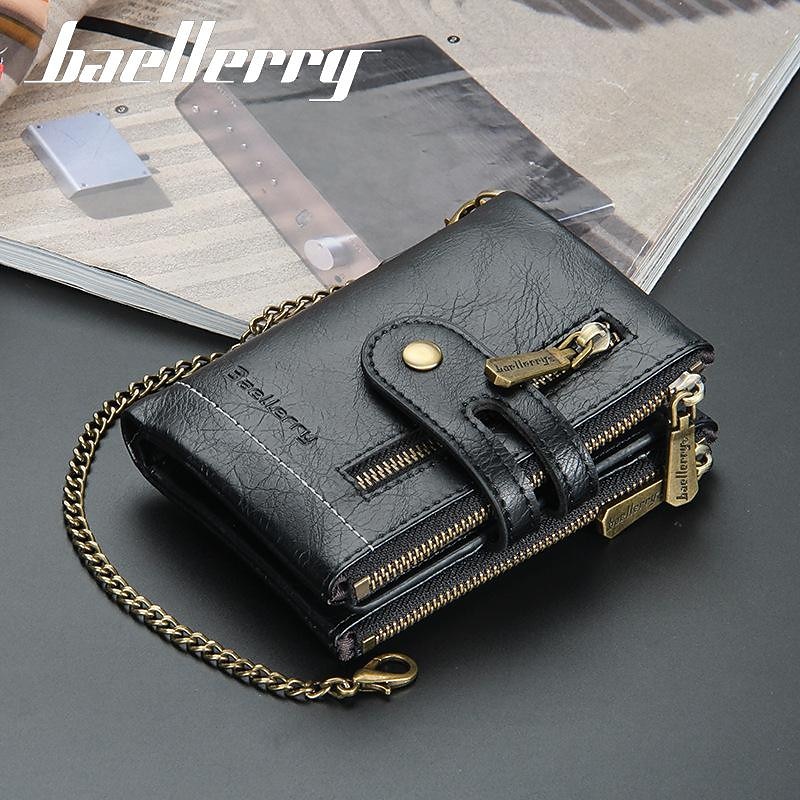 Card Holder Men Wallet Luxury Designer Purses Short Zipper Coin Purse  multi-card slot tri-fold wallet Card Holder With Chain4