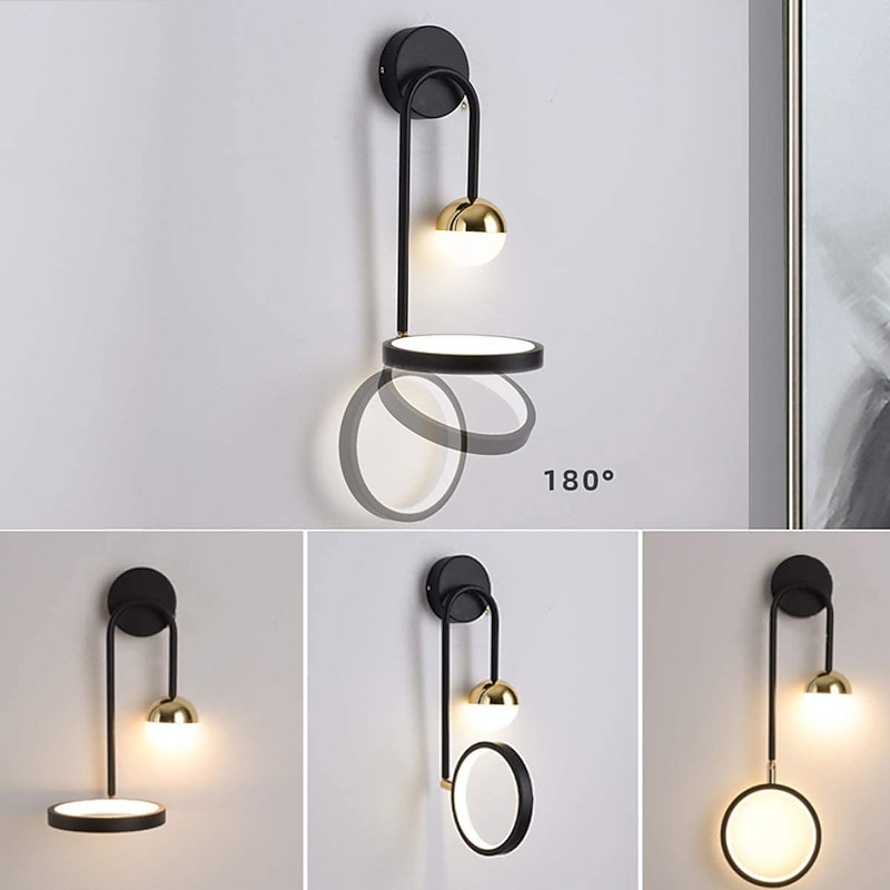 Lightinthebox LED Wall Lamps 13W Led Lamp Black Modern Simplicity Creative Indoor Lighting Wall Lights 180 Degree Rotation for Bedroom Living Room Office Hallway2