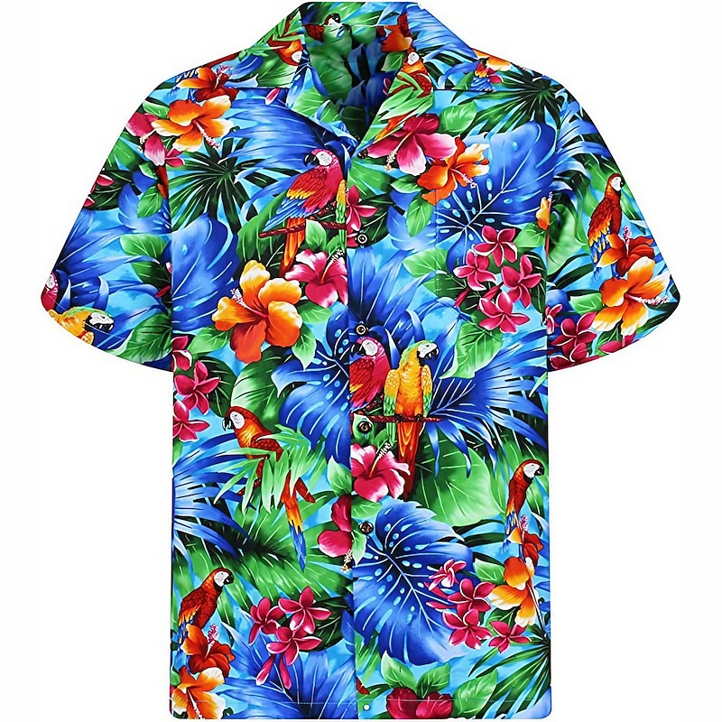 Men's Floral Tropical Flowers Palm Leaf Shirt Summer Hawaiian Shirt Aloha Shirt Short Sleeve Shirt Turndown Tropical Fashion Hawaiian Casual Hawaiian Holiday Light Pink Light Green Pink S M L - Main Image
