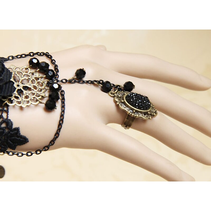 Vintage Bracelet Ring Lace Bracelet / Slave Bracelet Resizable Ring Lolita Jewelry Lolita Accessories Gothic Lolita Princess Floral Lace Alloy For NANA Cosplay Women's Girls' Costume Jewelry3