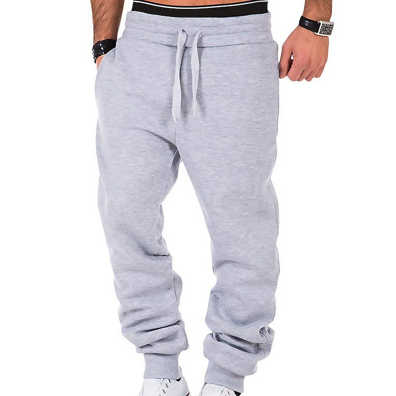 Men's Athletic Pants Fleece Pants Sweatpants Joggers Trousers Pocket Drawstring Elastic Waist Plain Comfort Outdoor Daily Going out Fashion Streetwear Black Navy Blue