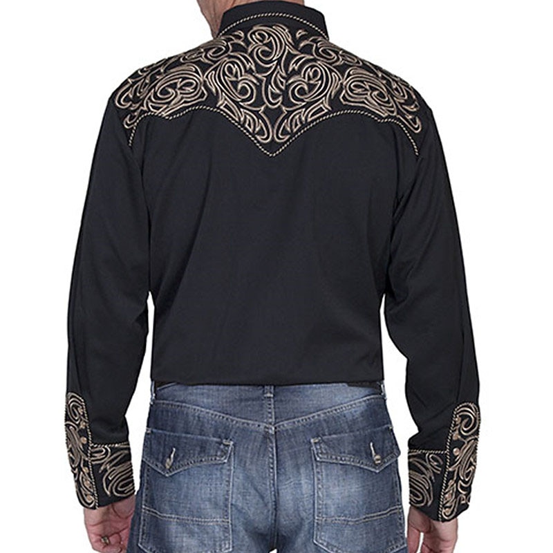 Men's Floral Graphic Prints Shirt Western Shirt Cowboy Shirt Long Sleeve Fashion Streetwear Designer Outdoor Daily Fall & Winter Turndown Print Button-Down Black Red Blue Green2