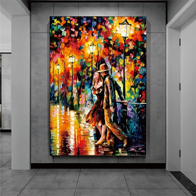Handmade Hand Painted Oil Painting Wall Modern Abstract Lover Painting Pattle Knife Art Canvas Painting Home Decoration Decor Rolled Canvas No Frame Unstretched4