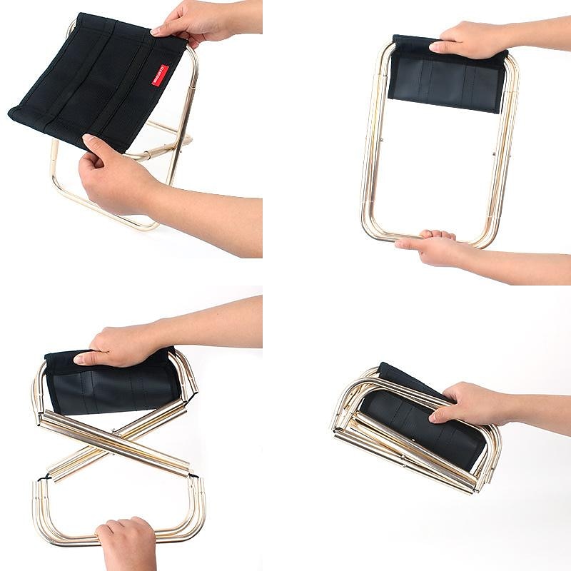 Ultralight Camping Stool Collapsible Stool Portable Folding Stool for Adults Fishing Outdoor Hiking Gardening Backpacking Travelling Walking with Carry Bag,Metallic4