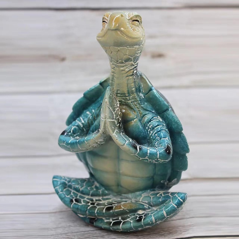 Turtle Sculpture | Peacefulness Meditating Sea Turtle Statue Decorations For Buddha | Meditating Sea Turtle Miniature Figurine Collection For Courtyard Home Patio, Lawn, Garden