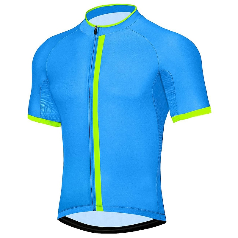 Men's Cycling Jersey Solid Color Short Sleeve Bike Top with 3 Rear Pockets Mountain Bike MTB Road Bike Cycling Quick Dry Reflective Strips Back Pocket Moisture Wicking Sports Black Blue Orange4