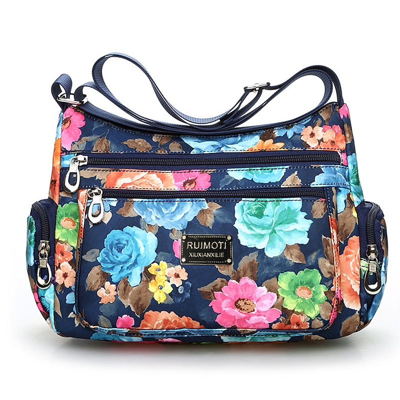 Women's Crossbody Bag Crossbody Bag Nylon Outdoor Daily Going out Print Waterproof Floral Print Flower Black Grey Black White