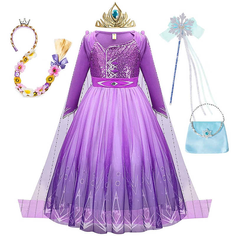 Frozen Fairytale Princess Anna Flower Girl Dress Theme Party Costume Tulle Dresses Girls' Movie Cosplay Cosplay Halloween With Accessories Accessory Set Halloween Carnival World Book Day Costumes