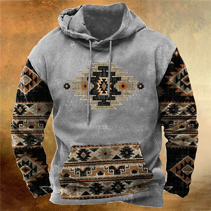 Men's Bohemian Style Graphic Prints Hoodie Hoodies Sweatshirt Streetwear Designer Long Sleeve Hooded Daily Sports Navy Blue Dark Green Print Spring &  Fall Designer2