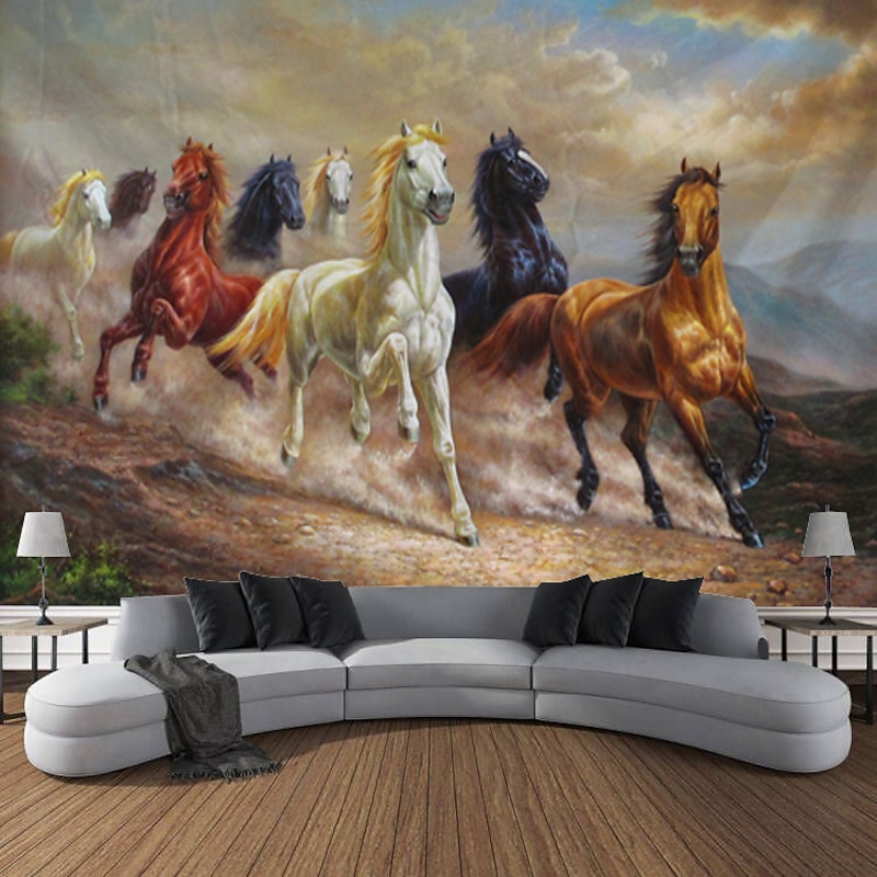 Running Horse Wall Tapestry Art Decorative Blanket Curtain Hanging Family Bedroom Living Room Decoration3