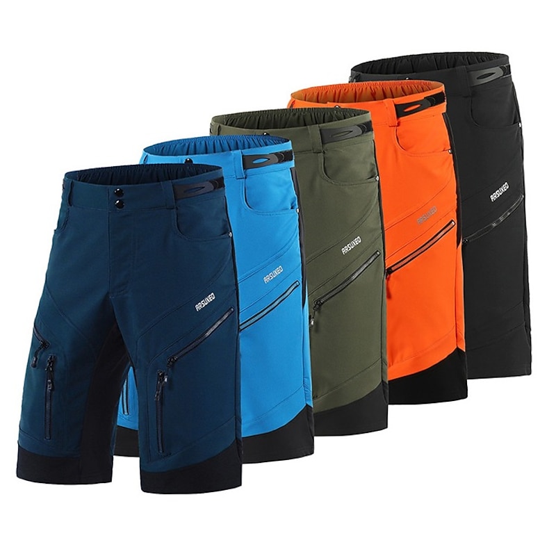 Arsuxeo Men's Solid Color Pocket Cycling MTB Shorts Bike Shorts Bike Shorts Pants Relaxed Fit Mountain Bike MTB Road Bike Cycling Sports Quick Dry Waterproof Zipper Wearable Comfortable Black Army2
