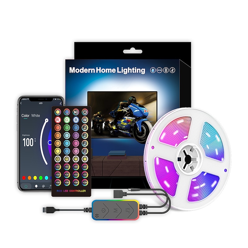 TV LED Backlights App Control RGB Smart LED Strip Lights with WIFI Atmosphere Light with USB TV Background Light 5V Living Room Led Color Atmosphere Light Remote Control2