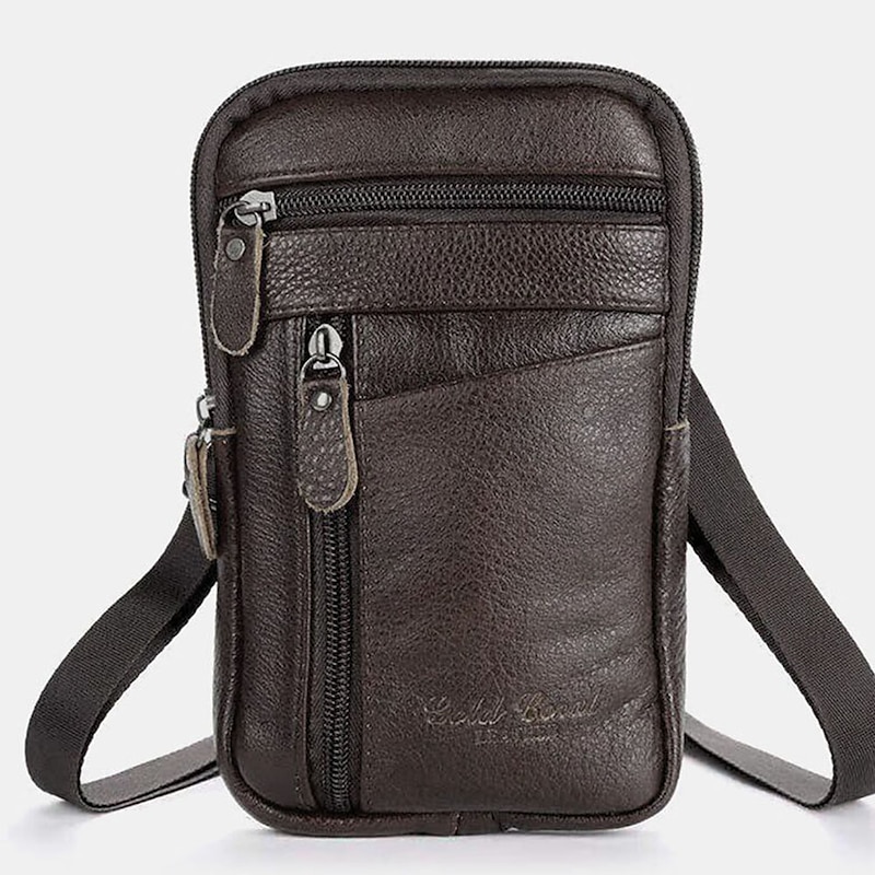 Men's Leather Crossbody Bag – Vintage Multi-Pocket Shoulder Bag for Travel & Everyday Use