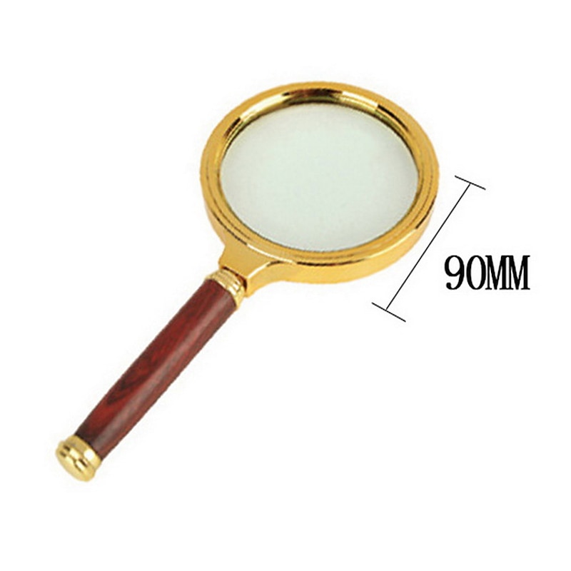 Portable Handheld 10X Magnifier 90mm Handle Retro Magnifier Glass Eye3
