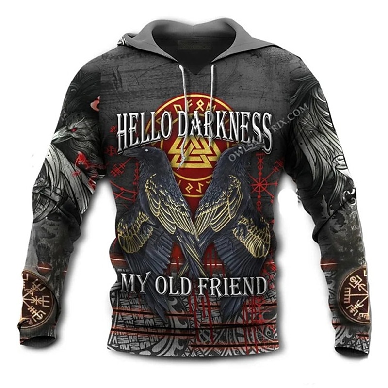 Men's Animal Graphic Prints Eagle Hoodie Hoodies Sweatshirt Streetwear Designer Long Sleeve Hooded Daily Sports Dark Gray Print Spring &  Fall Designer