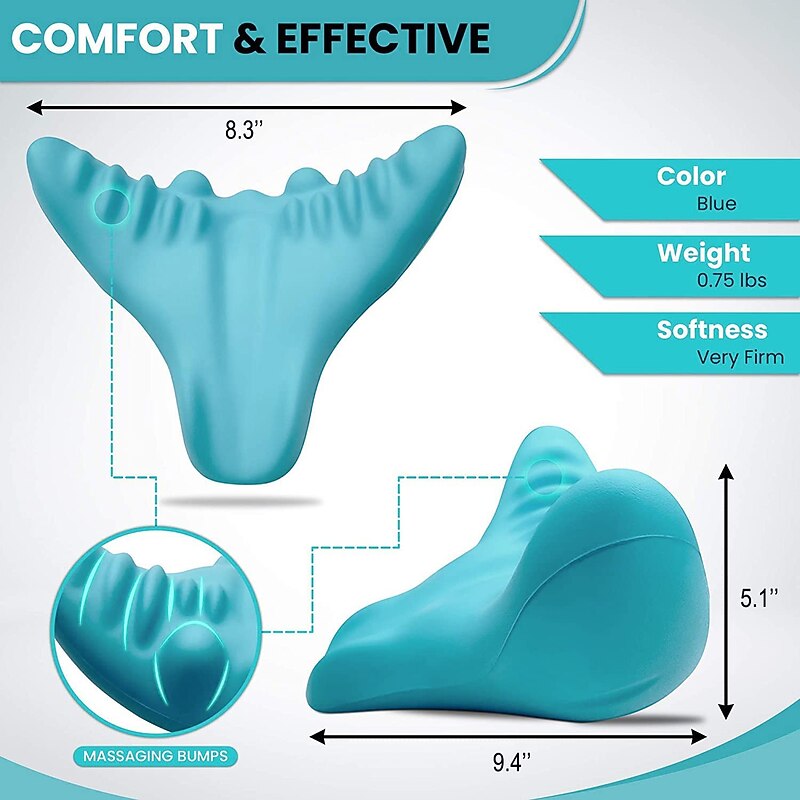 Cervical Spine Massage Pillow Portable Neck and Shoulder Relaxer Neck Massage Pillow Cervical Spine Alignment Chiropractic Pillow Cervical Neck Traction Device Neck Stretcher for TMJ Pain Relief4