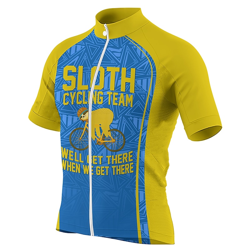 Men's Cycling Jersey Funny Sloth Short Sleeve Bike Jersey Top with 3 Rear Pockets Mountain Bike MTB Road Bike Cycling Quick Dry Reflective Strips Back Pocket Moisture Wicking Sports Blue Orange Green3