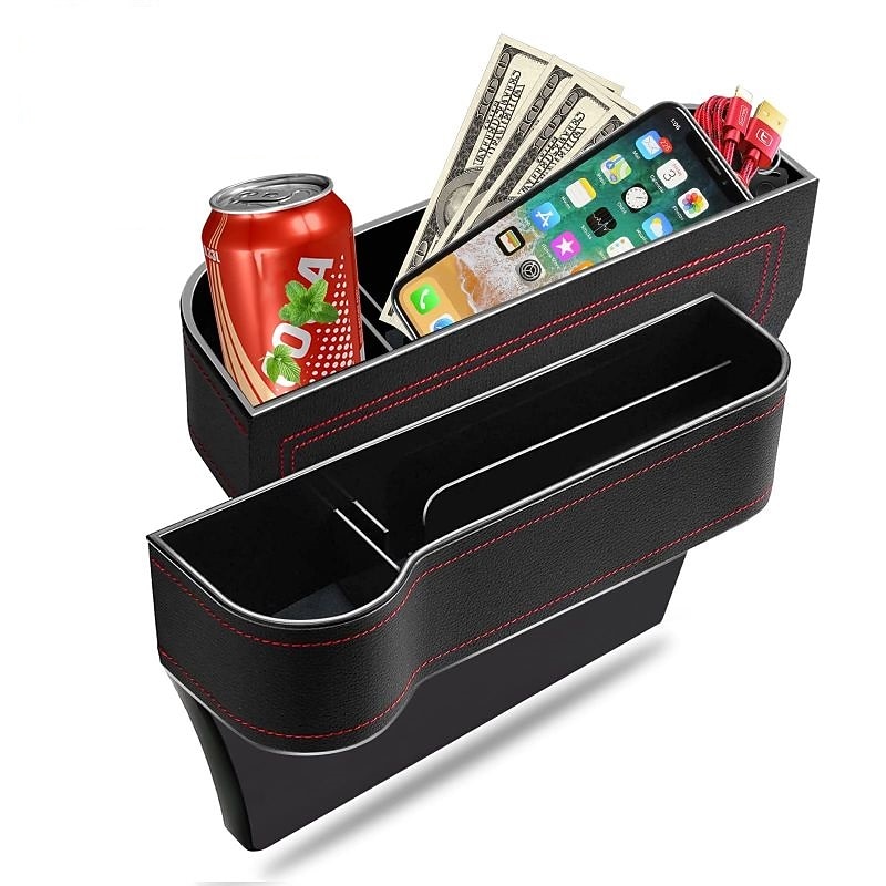 Leather Car Seat Gap Filler Organizer with Cup Holder, Multifunctional Storage Box for Vehicle Seat Side 11