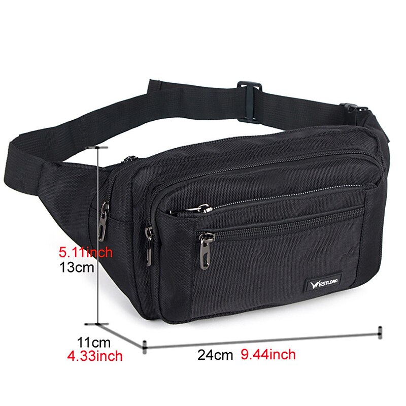 Men's Black Nylon Travel Fanny Pack, Multi - Pocket Waist Bag with Adjustable Strap for Practical Versatile Use2