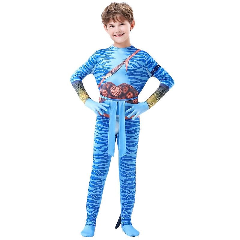 Kids Avatar: The Way of Water Neytiri Jake Sully Zentai Suits Blue Bodysuits Onesie Cosplay Costume Boys Girls' Movie Cosplay Halloween Carnival World Book Day Costumes4