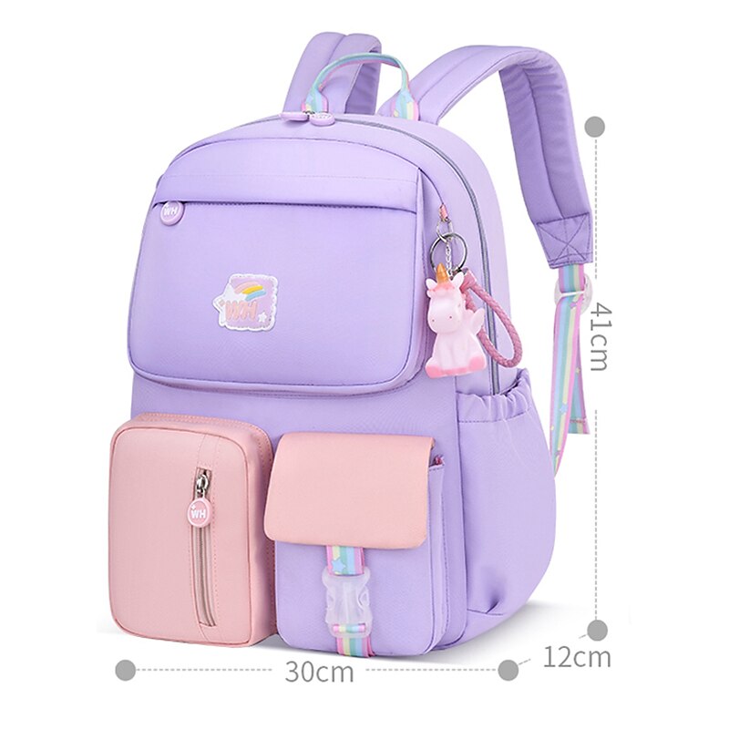 Girls' Cute Unicorn Backpack - Lavender Waterproof   School Bag with Multiple Pockets and Pink Accents for Kids4