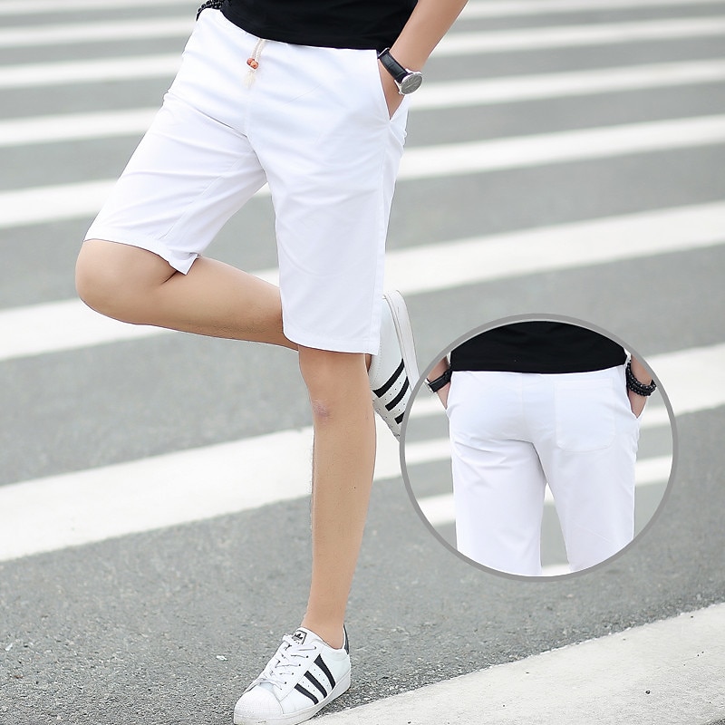 Men's Cargo Shorts Workout Shorts Casual Shorts Drawstring Multi Pocket Solid Colored Comfort Wearable Knee Length Outdoor Daily Streetwear Casual Black White Micro-elastic4