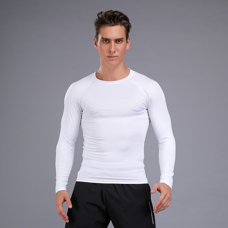 Men's Compression Shirt Running Shirt Long Sleeve Base Layer Athletic Athleisure Fall Solid Colored Spandex Quick Dry Sweat wicking Power Flex Breathable Jogging Training Bodybuilding Sportswear2