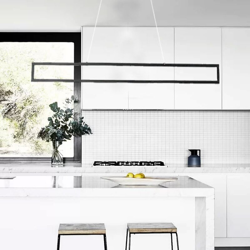 100 cm LED Pendant Light Island Light Geometric Shapes Single Design Pendant Light Metal Artistic Style Modern Style Black Artistic LED 110-120V 220-240V