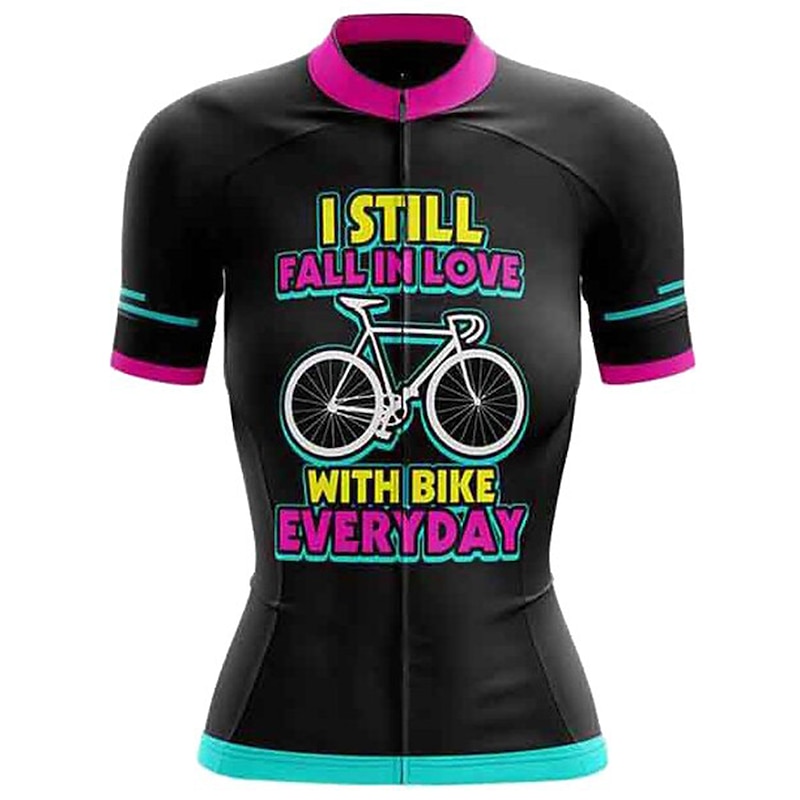 Women's Cycling Jersey Letter & Number Short Sleeve Bike Top with 3 Rear Pockets Mountain Bike MTB Road Bike Cycling Quick Dry Reflective Strips Back Pocket Moisture Wicking Sports Rose Red + Black3