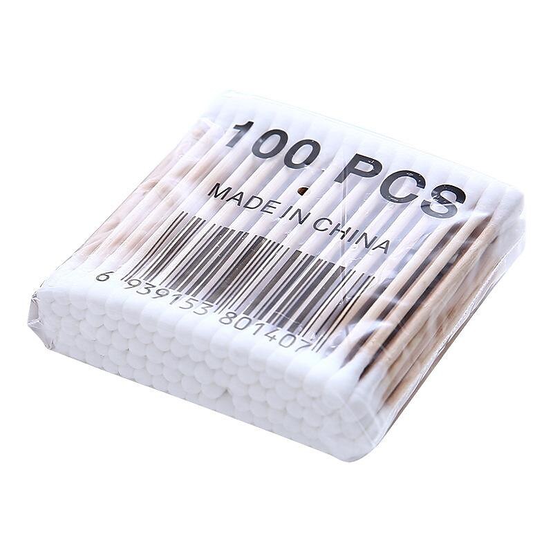 3Packs/300pcs Cotton Swab Double-End Wooden Swab Cotton Swab Cotton Swab Ear Tampon Baseball Makeup Removal Cotton Swab3